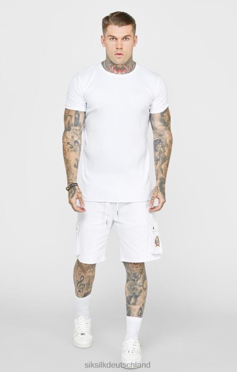 SikSilk Weißes T-Shirt aus Rippstrick Männer 680DH381 Bekleidung