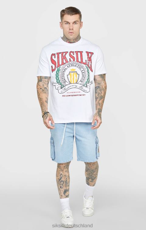 SikSilk Weißes, übergroßes College-T-Shirt Männer 680DH394 Bekleidung