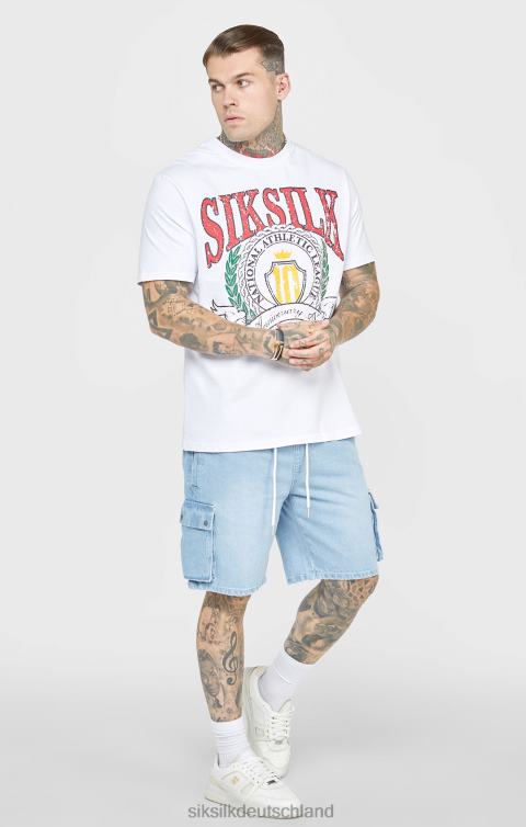 SikSilk Weißes, übergroßes College-T-Shirt Männer 680DH394 Bekleidung