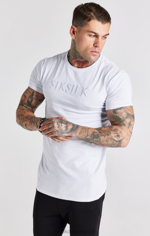 SikSilk Weißes, besticktes Muscle-Fit-T-Shirt Männer 680DH370 Bekleidung