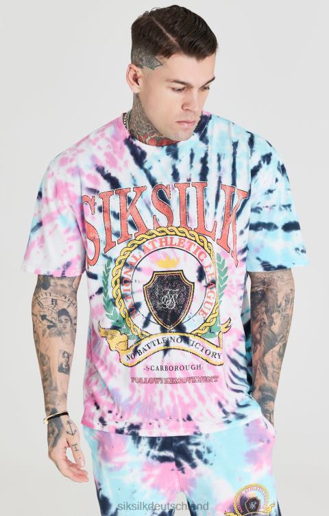 SikSilk Übergroßes Uni-T-Shirt mit Batikmuster Männer 680DH403 Bekleidung
