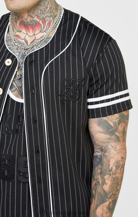 SikSilk schwarzes Baseballtrikot Männer 680DH390 Bekleidung