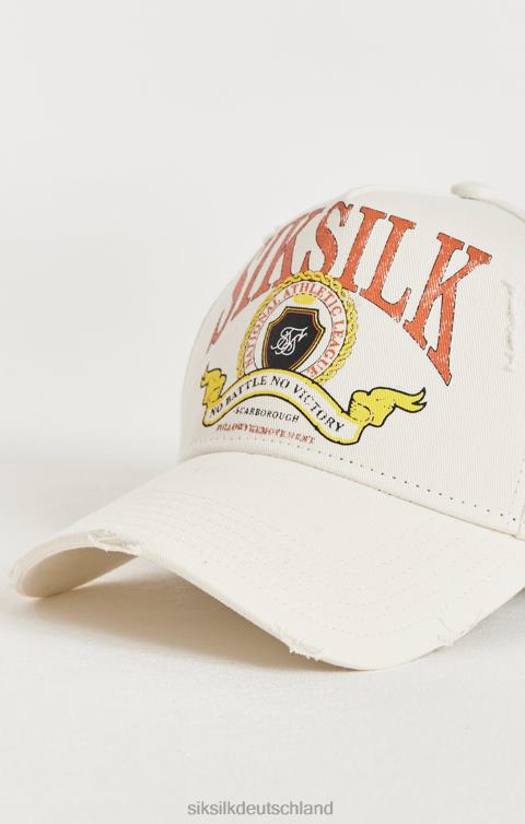 SikSilk Ecrufarbene Retro-Trucker-Kappe im Distressed-Look unisex 680DH240 Zubehörteil