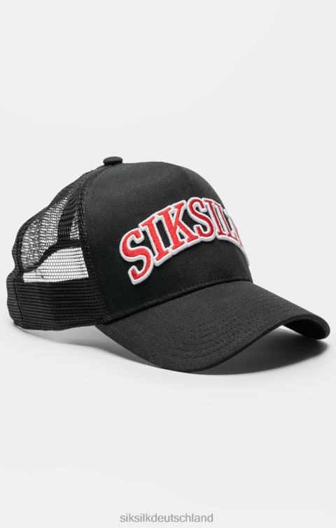 SikSilk Schwarze Trucker-Kappe aus Netzstoff mit Shadow-Logo unisex 680DH225 Zubehörteil