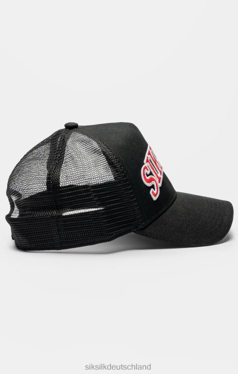 SikSilk Schwarze Trucker-Kappe aus Netzstoff mit Shadow-Logo unisex 680DH225 Zubehörteil
