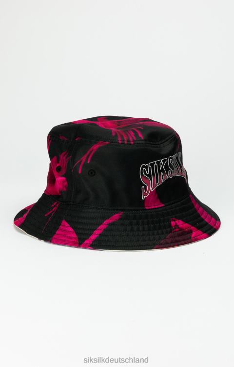 SikSilk Schwarzer, umkehrbarer Fischerhut mit Aufdruck unisex 680DH232 Zubehörteil