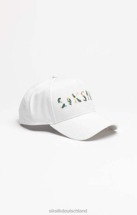 SikSilk Weiße Trucker-Kappe mit Blumenstickerei unisex 680DH234 Zubehörteil