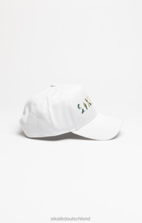 SikSilk Weiße Trucker-Kappe mit Blumenstickerei unisex 680DH234 Zubehörteil